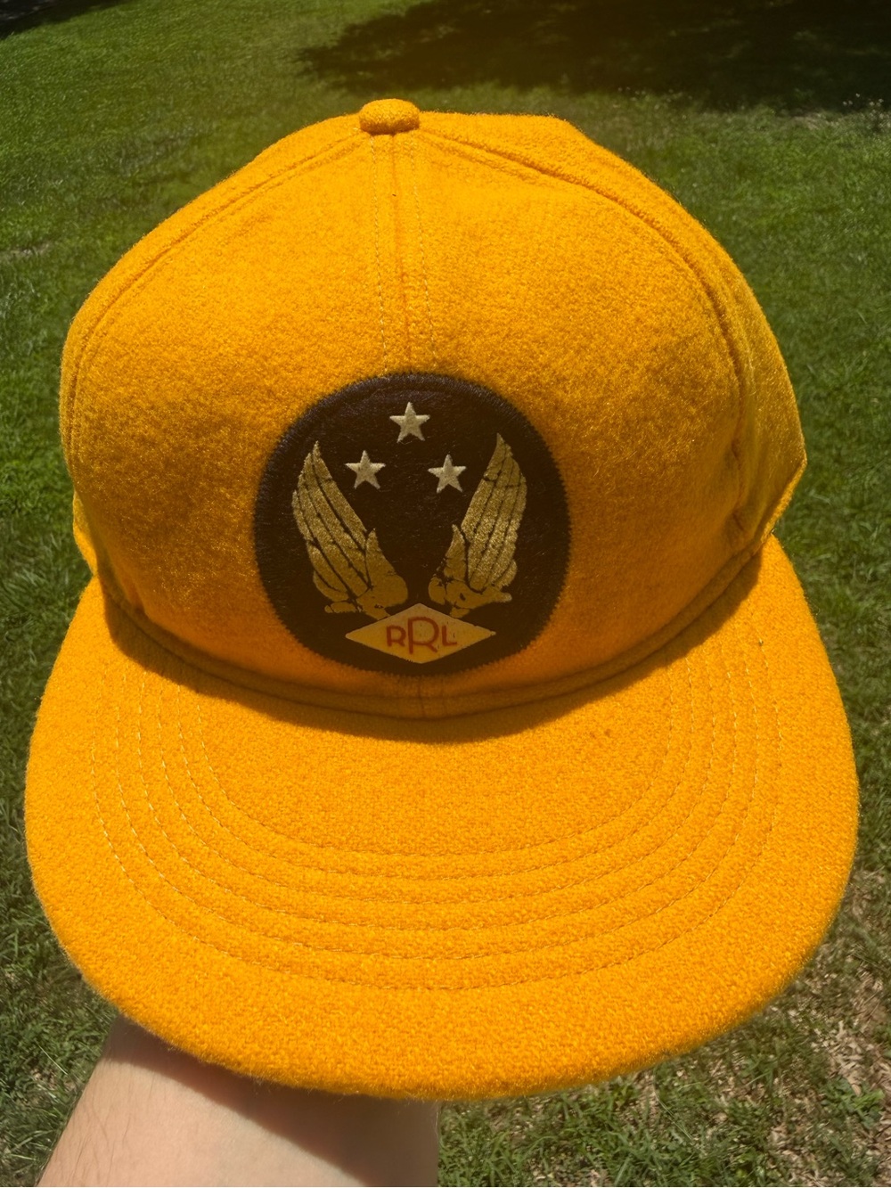 RRL Ralph Lauren Wool Blend Leather Strap Cap Hat Gold One Size OS NWT Heritage - Picture 16 of 17